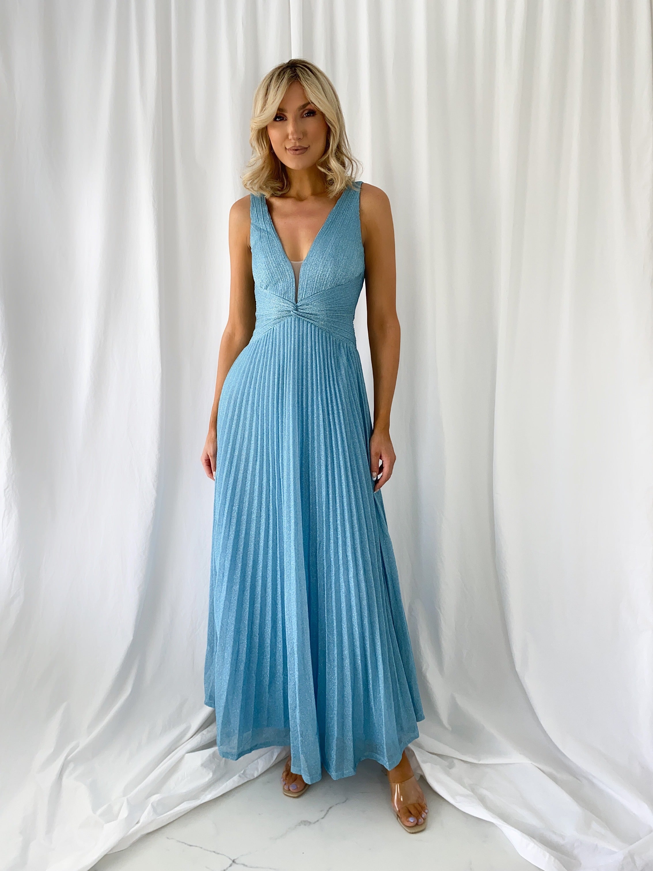 Madisson Pleated Maxi Glitter Dress