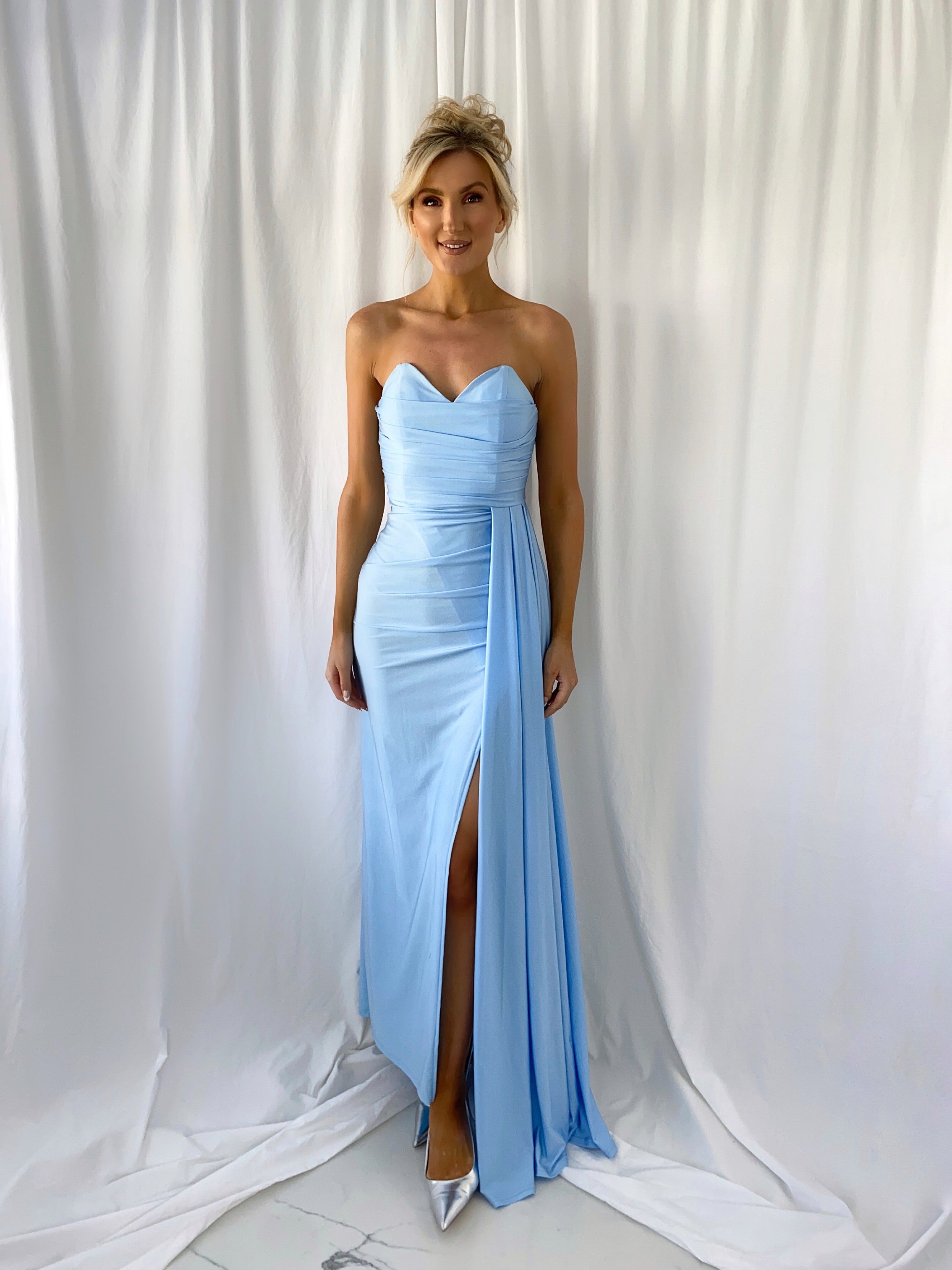 Agathe Off The Shoulder Maxi Dress - Sky Blue mykindofdress Agathe Off The Shoulder Maxi Dress - Sky Blue mykindofdress