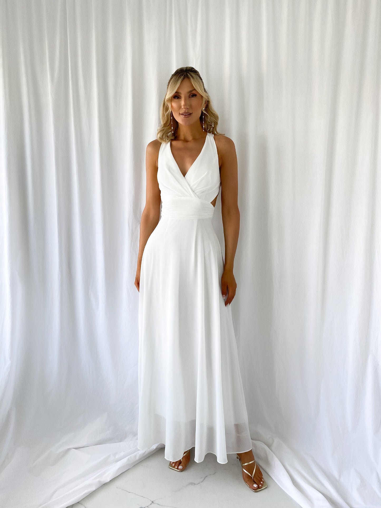 Iris Cut Out Maxi Dress - White