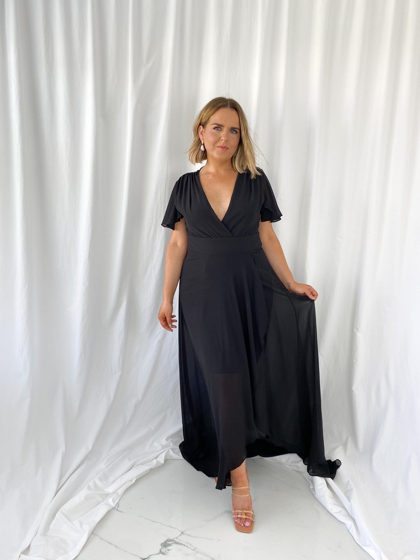 Gaya Ruffle Dress - Black