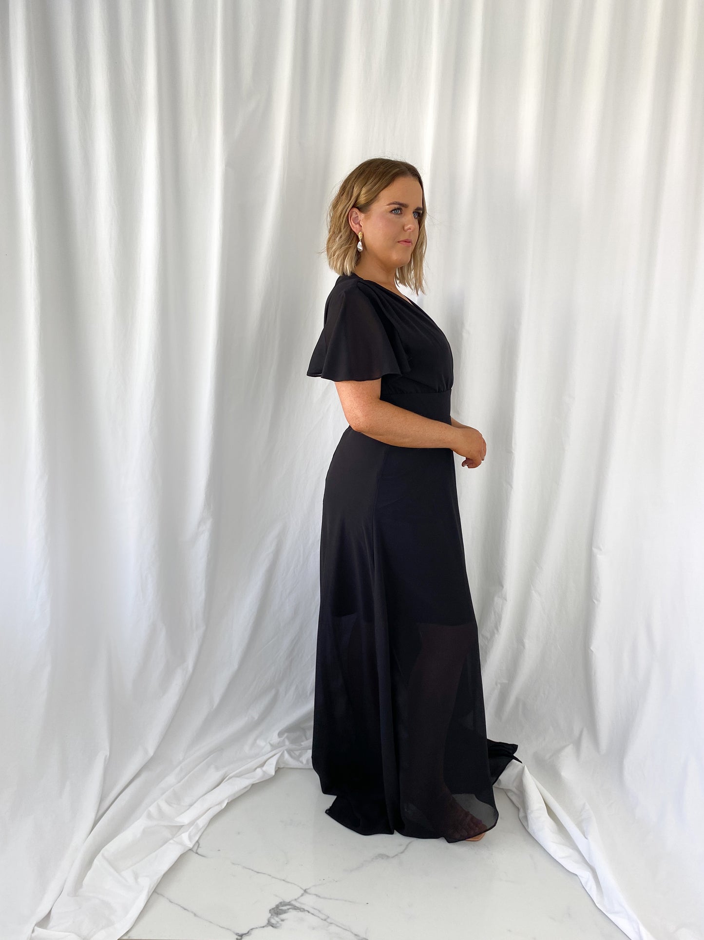 Gaya Ruffle Dress - Black