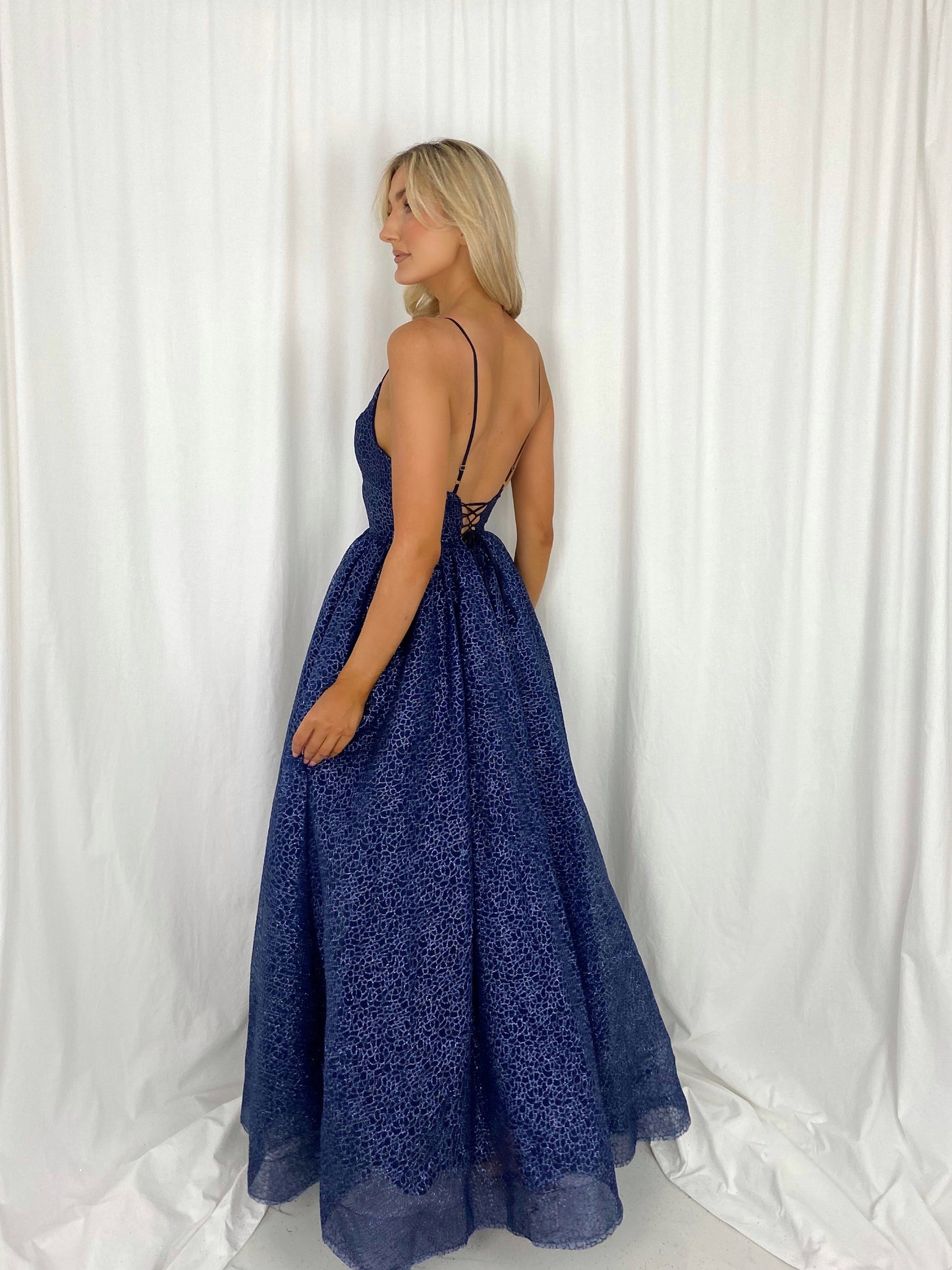 Juline Maxi Princes Dress - Navy