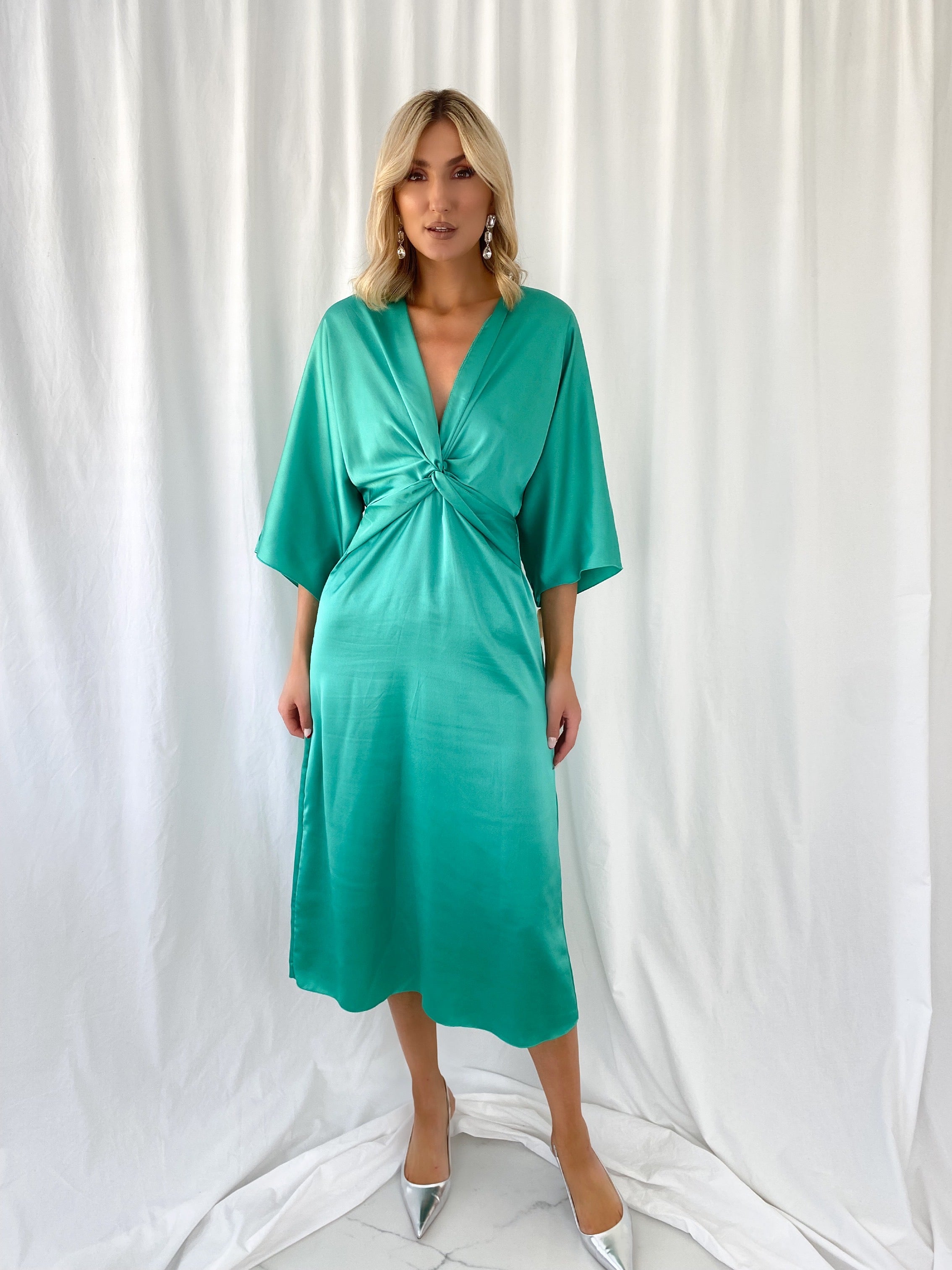 Dorah Satin Maxi Dress Emerald mykindofdress
