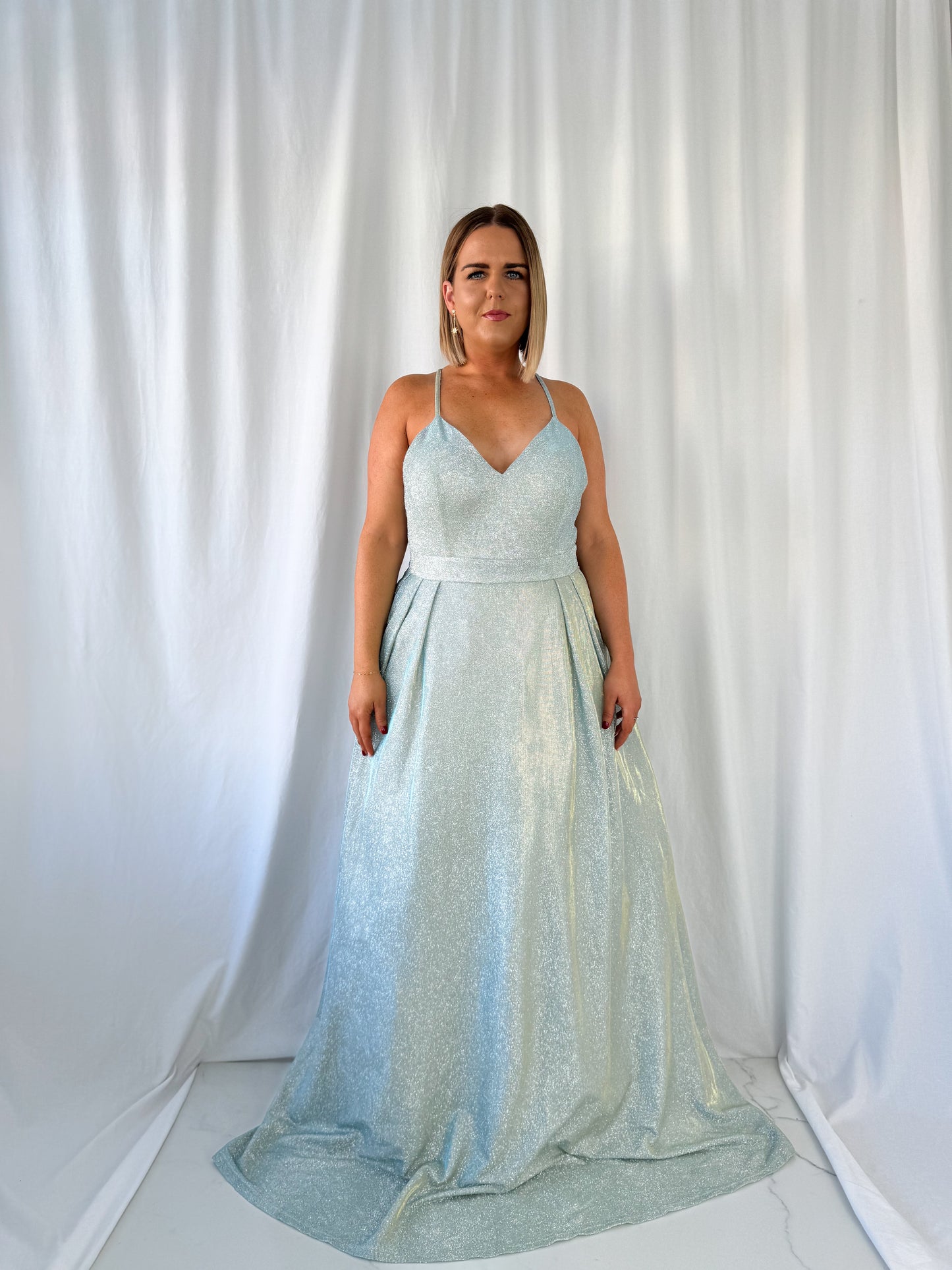 Leoni Maxi Glitter Curve Dress - Light Green