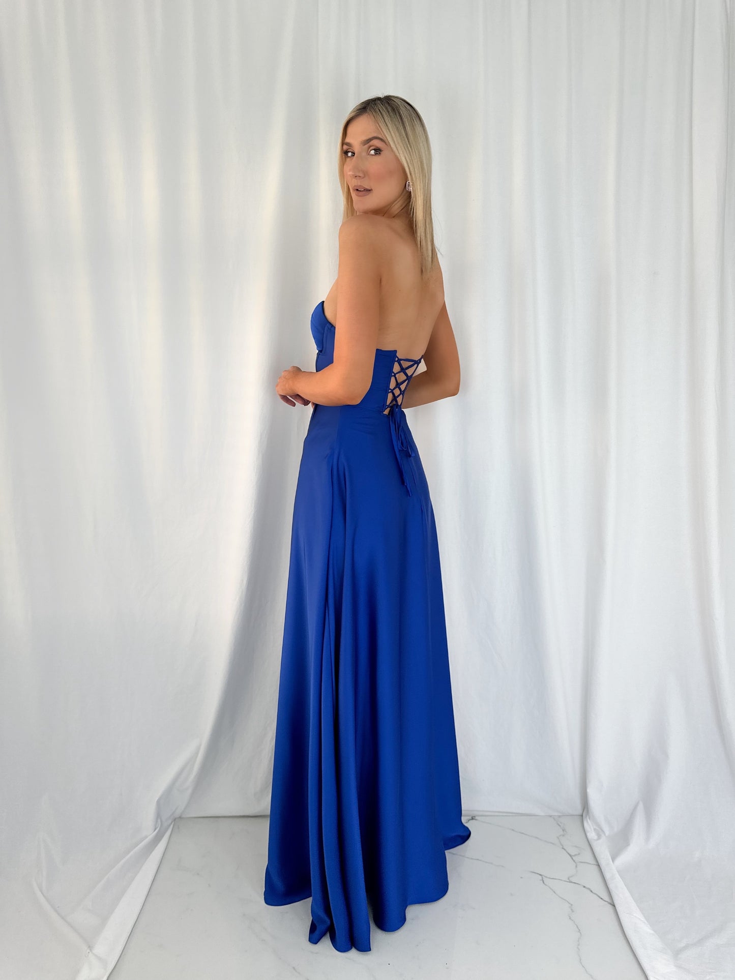 Emma Off The Shoulder Corset Dress - Blue