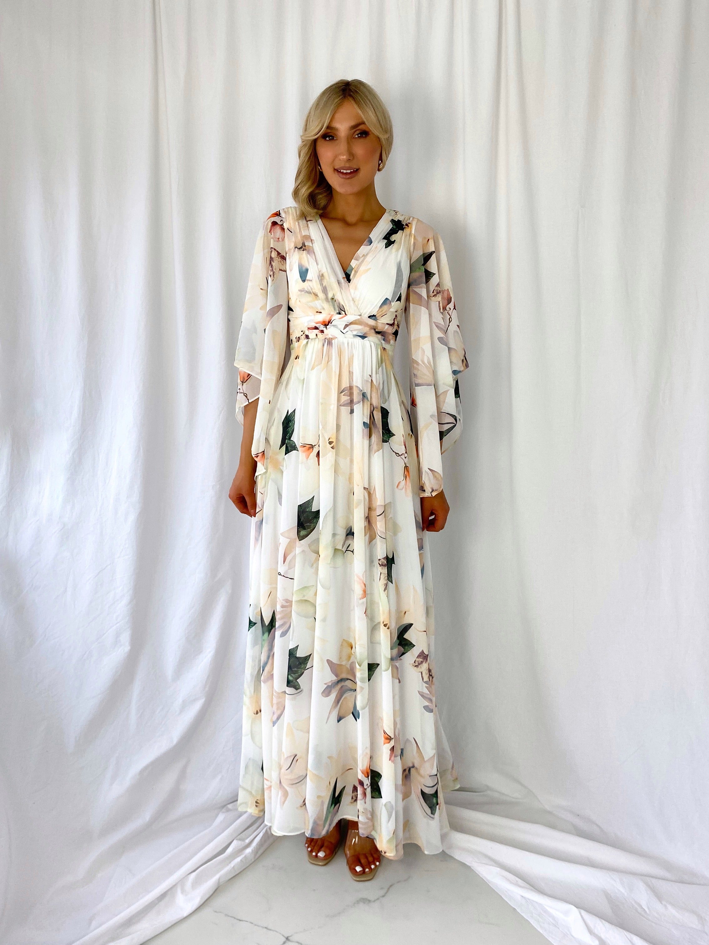 Natalia Maxi Floral Dress with Bell Sleeves
