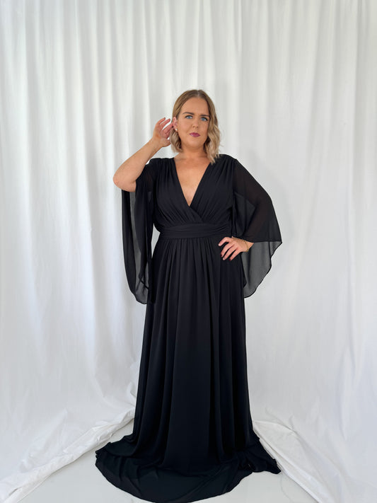 Marthe Bell Sleeves Curve Dress - Black
