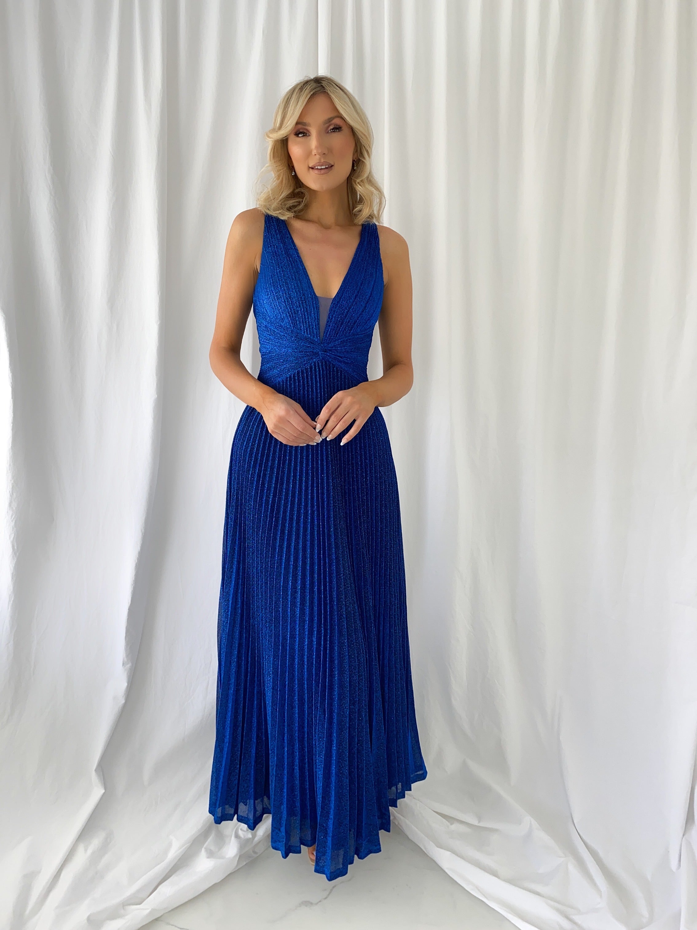 Madisson Pleated Maxi Glitter Dress
