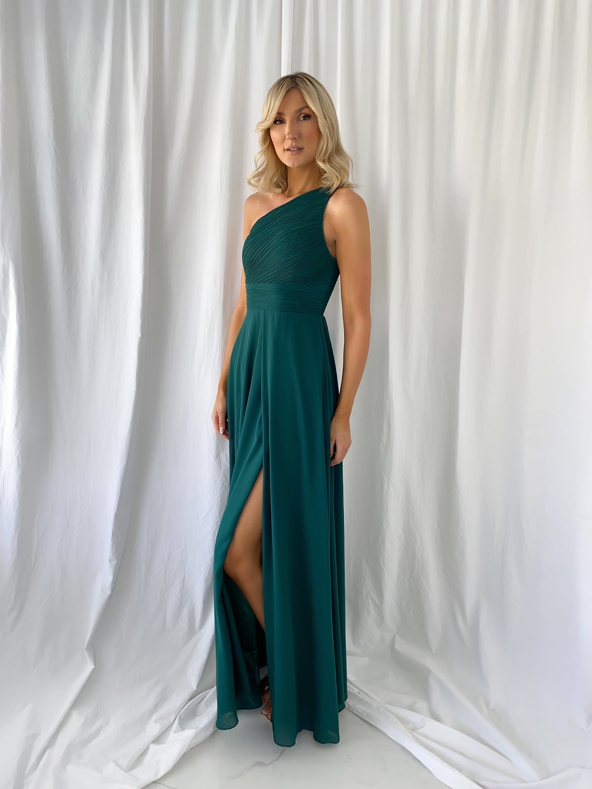 green dress top 2023 Pleats and Halter Top Vibrant Green Dress S / Brown