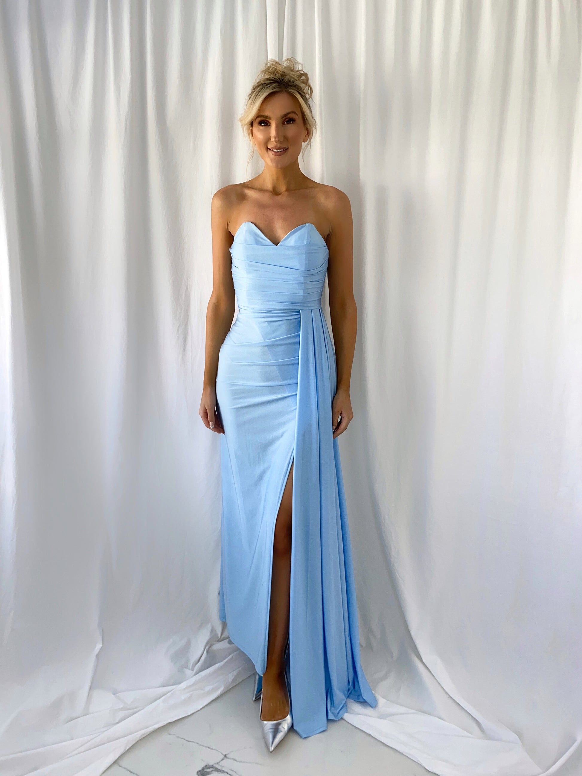 Agathe Off The Shoulder Maxi Dress - Sky Blue mykindofdress Agathe Off The Shoulder Maxi Dress - Sky Blue mykindofdress