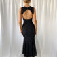 Raquel Embroidered Open Back Dress - Black