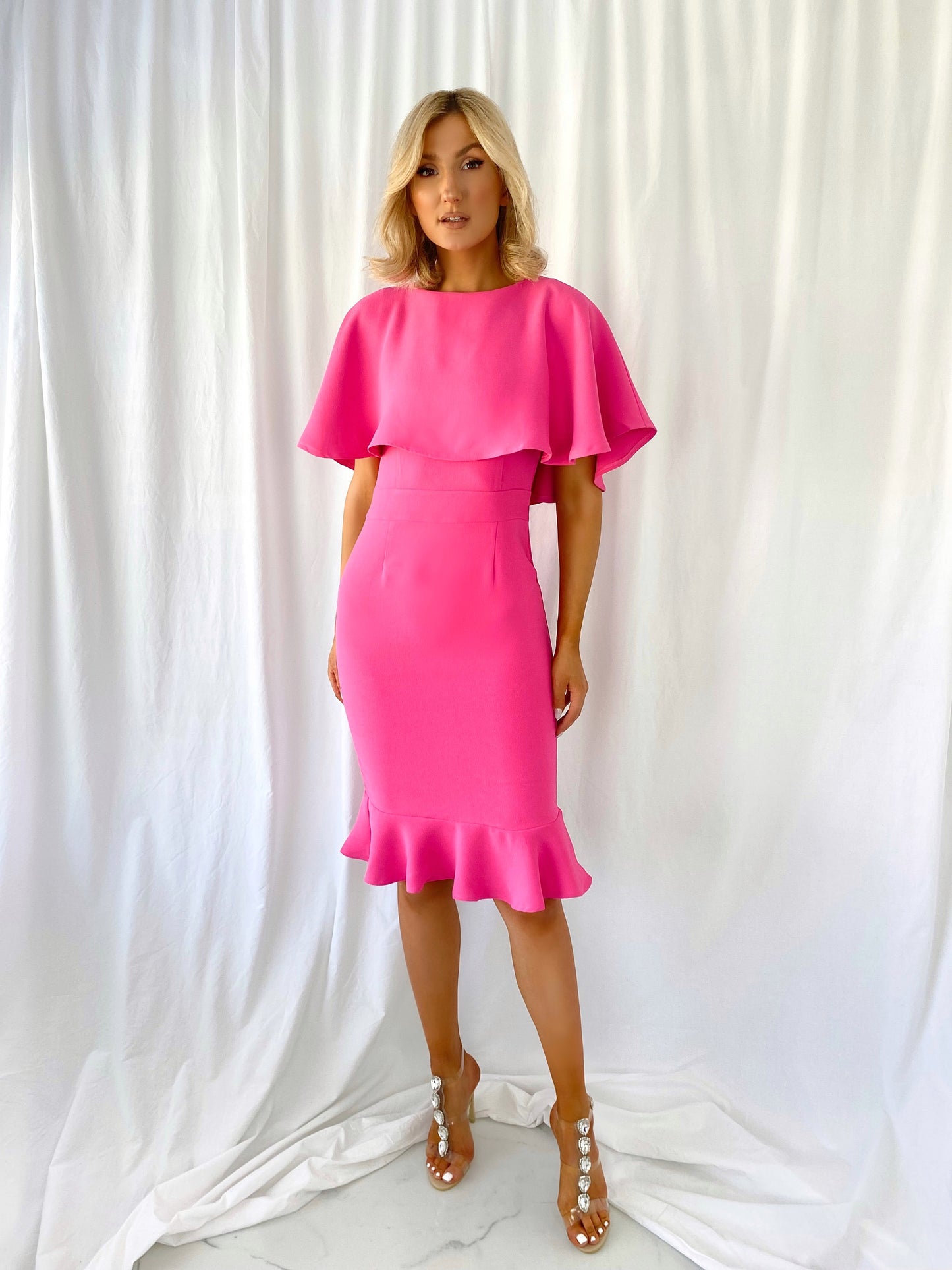 Sinead Pink Cape Dress