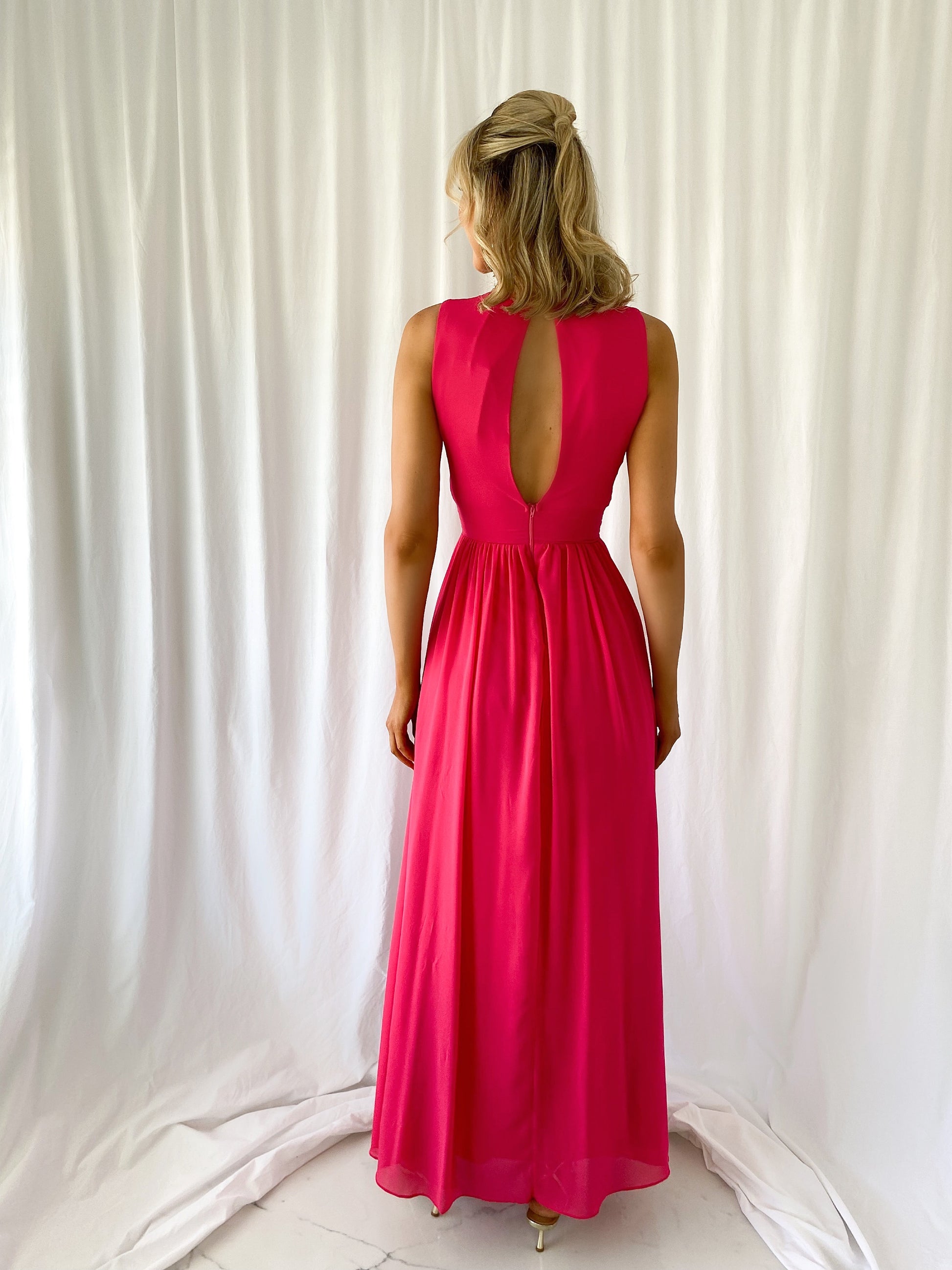 embellished cut out maxi dress in fuchsia Angie Cut Out Fuchsia Maxi Dress