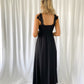 Telma Broderie Top Pleated Maxi Dress - Black