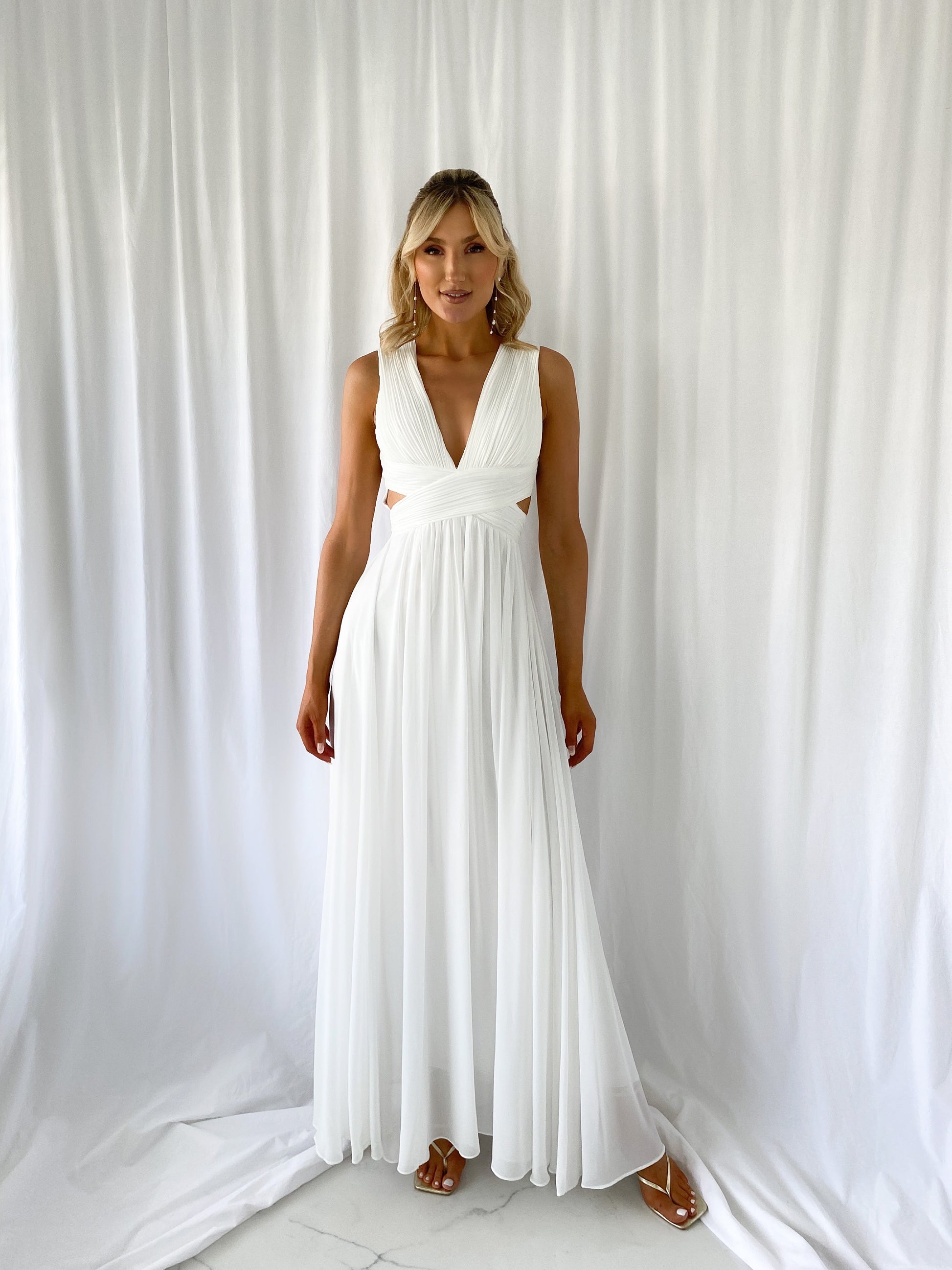 Edina Cut Out Maxi Dress - White Edina Cut Out Maxi Dress - White