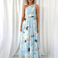 Ashley Maxi Dress with Draped One Shoulder Top - Light Blue