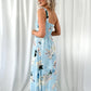 Ashley Maxi Dress with Draped One Shoulder Top - Light Blue