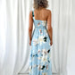 Ashley Maxi Dress with Draped One Shoulder Top - Light Blue