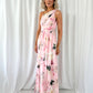 Ashley Maxi Dress with Draped One Shoulder Top - Pink