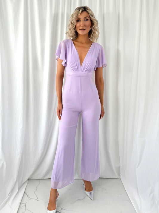 Alina Jumpsuit with Short Sleeves - Lavender