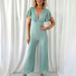 Alina Jumpsuit with Short Sleeves - Sage Green