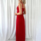 Cheryl Maxi Dress with Flowers Over The Shoulder - Red