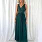 Laetitia Maxi Dress with Embroidered Top - Dark Green