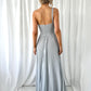 Coraly Bright Pleated Maxi Dress with Draped One Shoulder Top - Silver