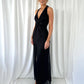 Christine Halter Neck Maxi Dress with Front Open Slit - Black