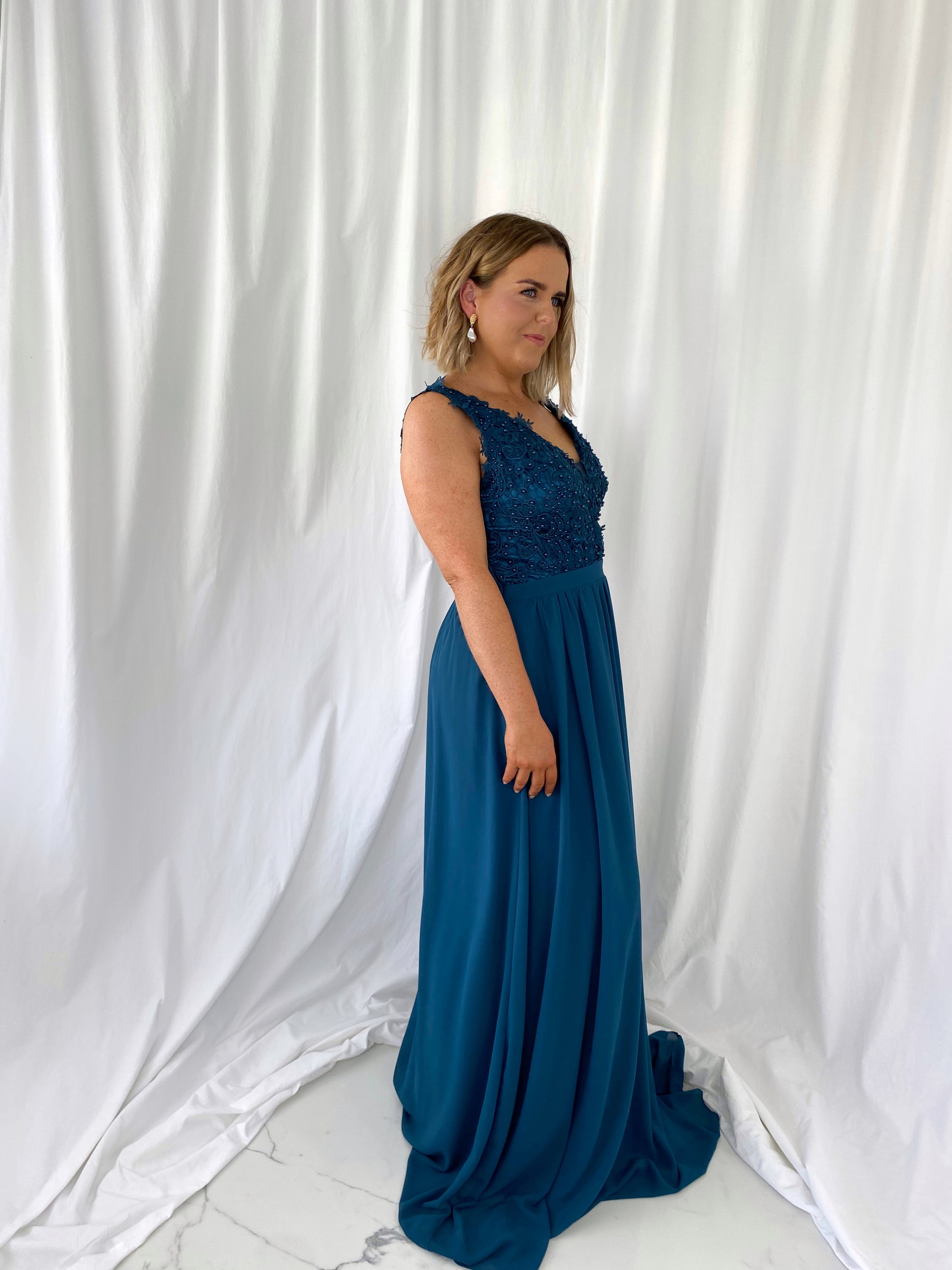 Petrol blue maxi dress best sale