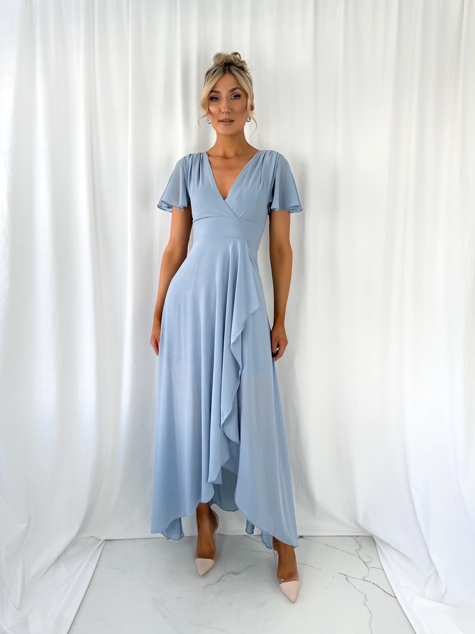 Gaya Ruffle Dress - Dusty Blue mykindofdress Gaya Ruffle Dress - Dusty Blue mykindofdress
