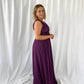 Laetitia Maxi Dress with Embroidered Top - Aubergine