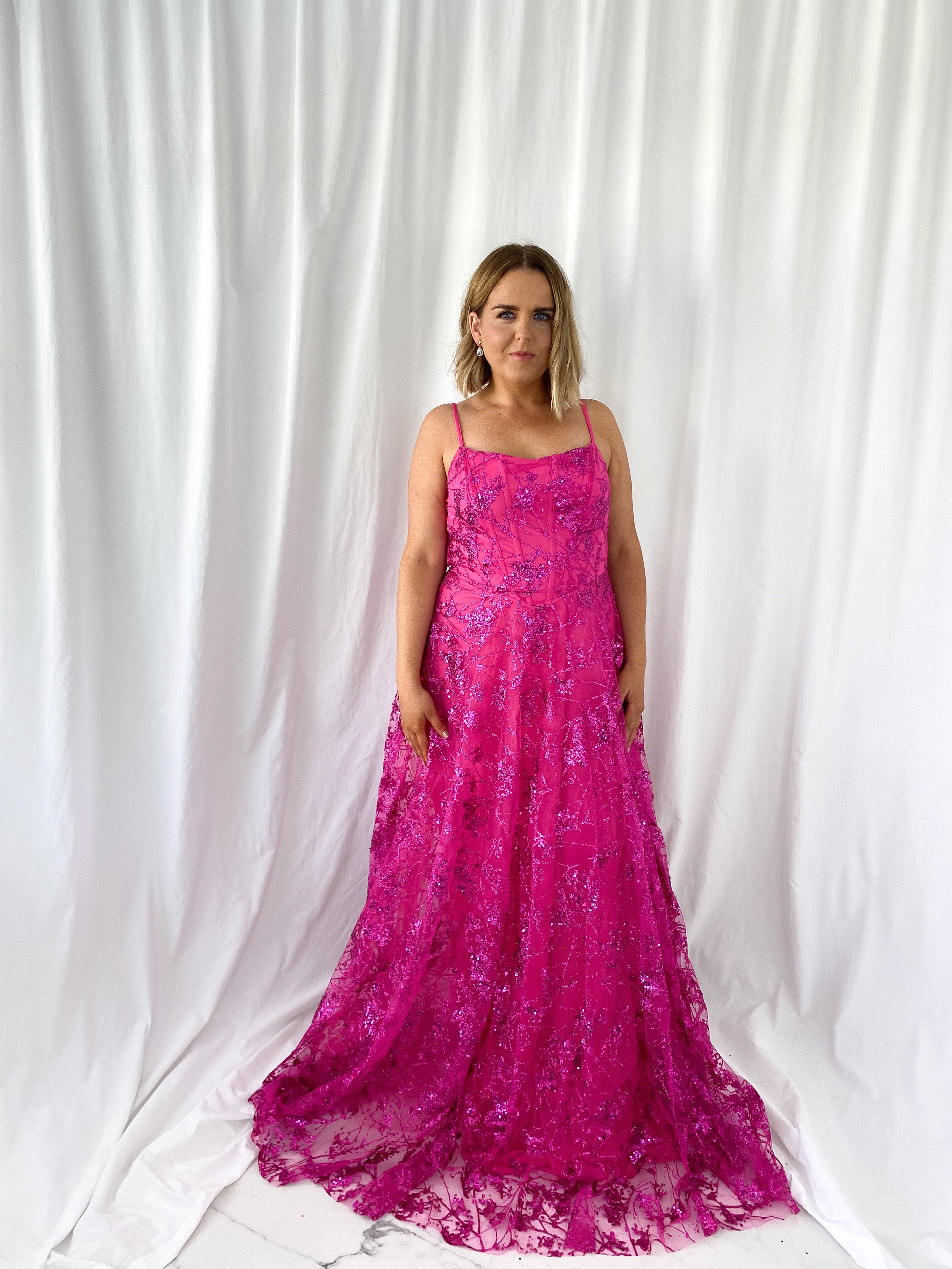 Lena Embroidered Sheer Maxi Dress Fuchsia mykindofdress