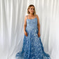 Lena Embroidered Sheer Maxi Dress - Blue