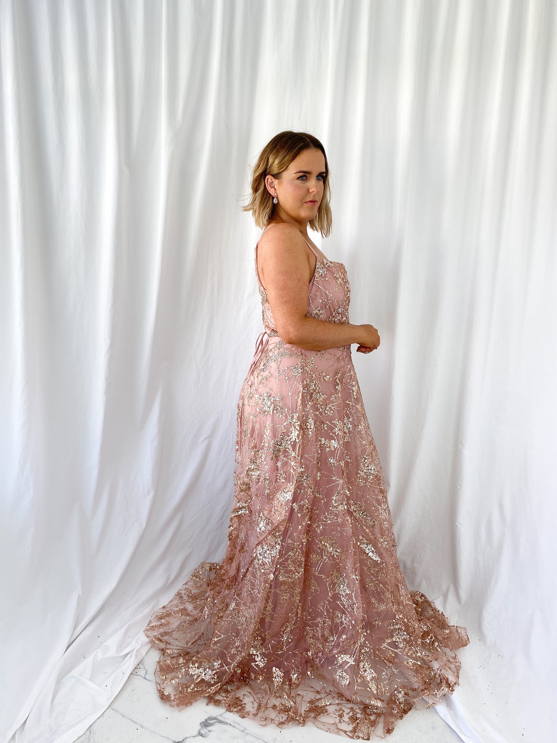 Lena Embroidered Sheer Maxi Dress - Old Rose – mykindofdress