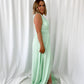 Darlene Maxi Dress with Open Slit - Light Green