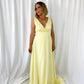 Darlene Maxi Dress with Open Slit - Light Yellow