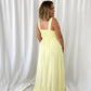 Darlene Maxi Dress with Open Slit - Light Yellow