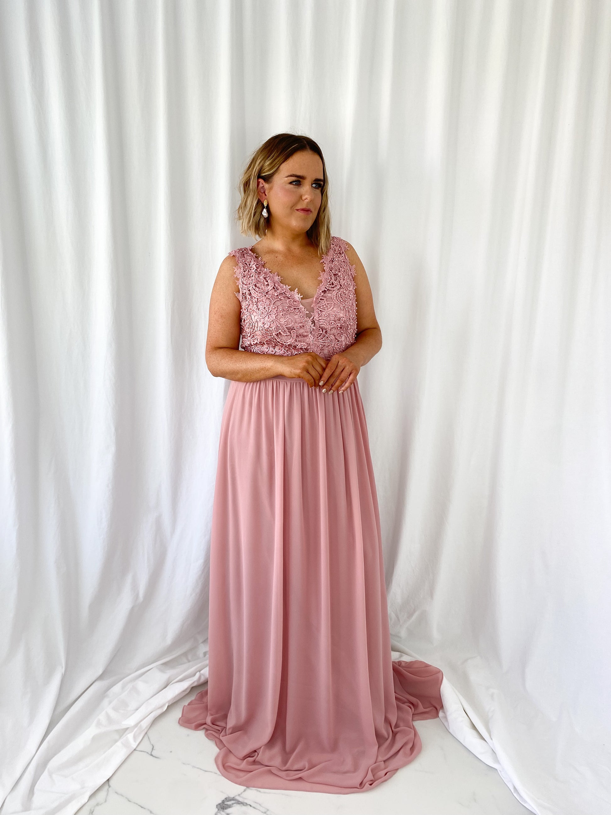 Laetitia Maxi Dress with Embroidered Top Old Rose