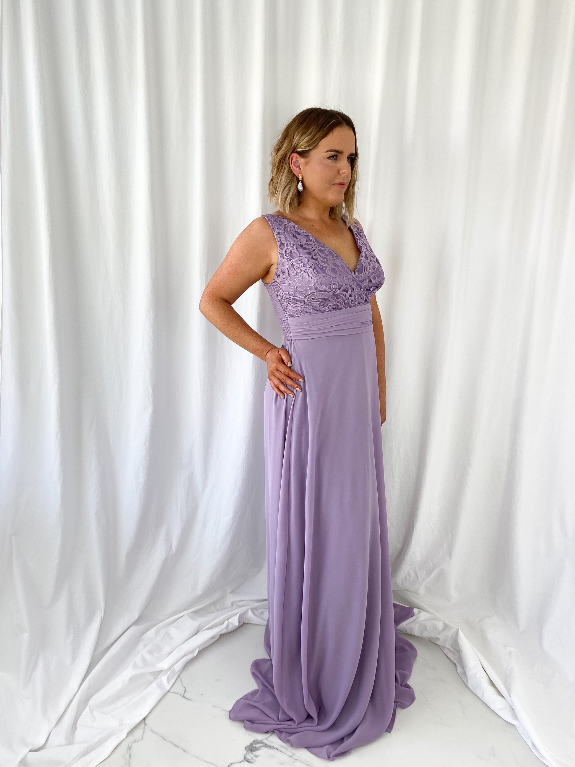 Darlene Maxi Dress with Open Slit - Lavender mykindofdress Darlene Maxi Dress with Open Slit - Lavender mykindofdress