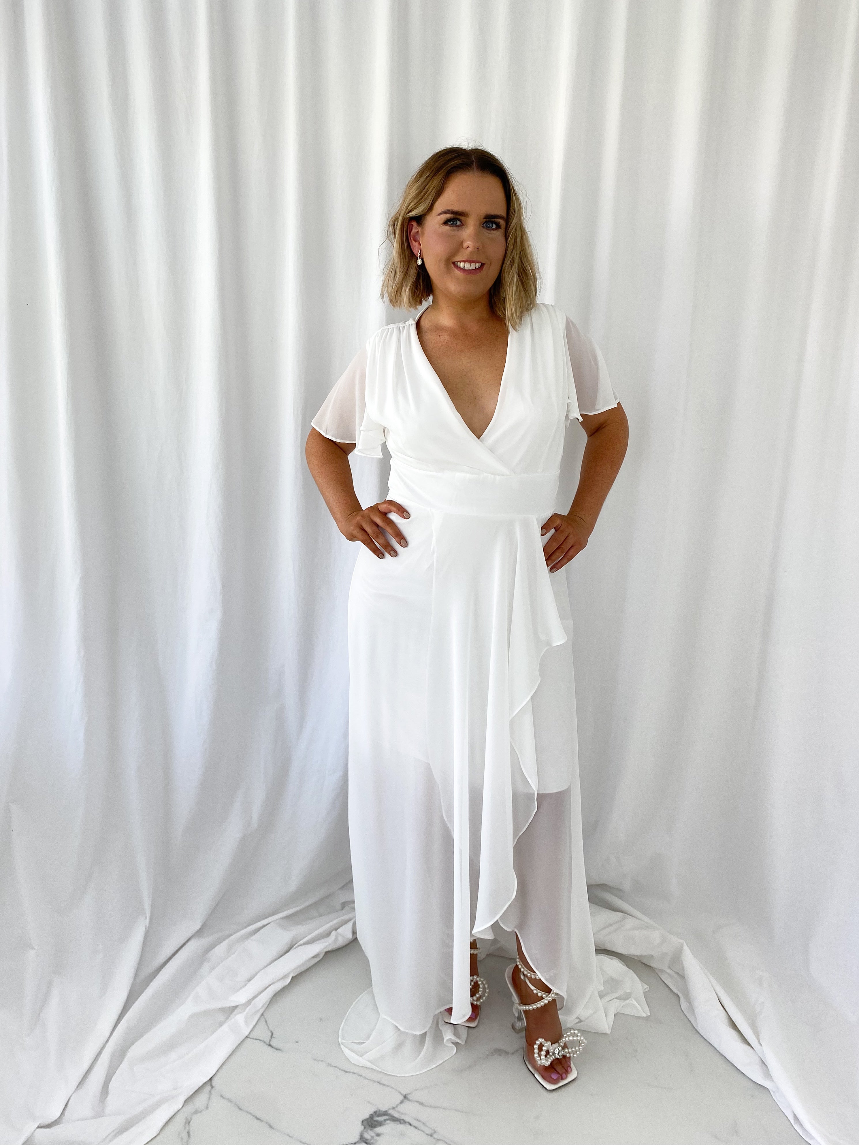 Gaya Ruffle Dress White