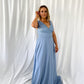 Darlene Maxi Dress with Open Slit - Dusty Blue