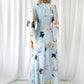 Natalia Maxi Floral Dress with Bell Sleeves - Light Blue