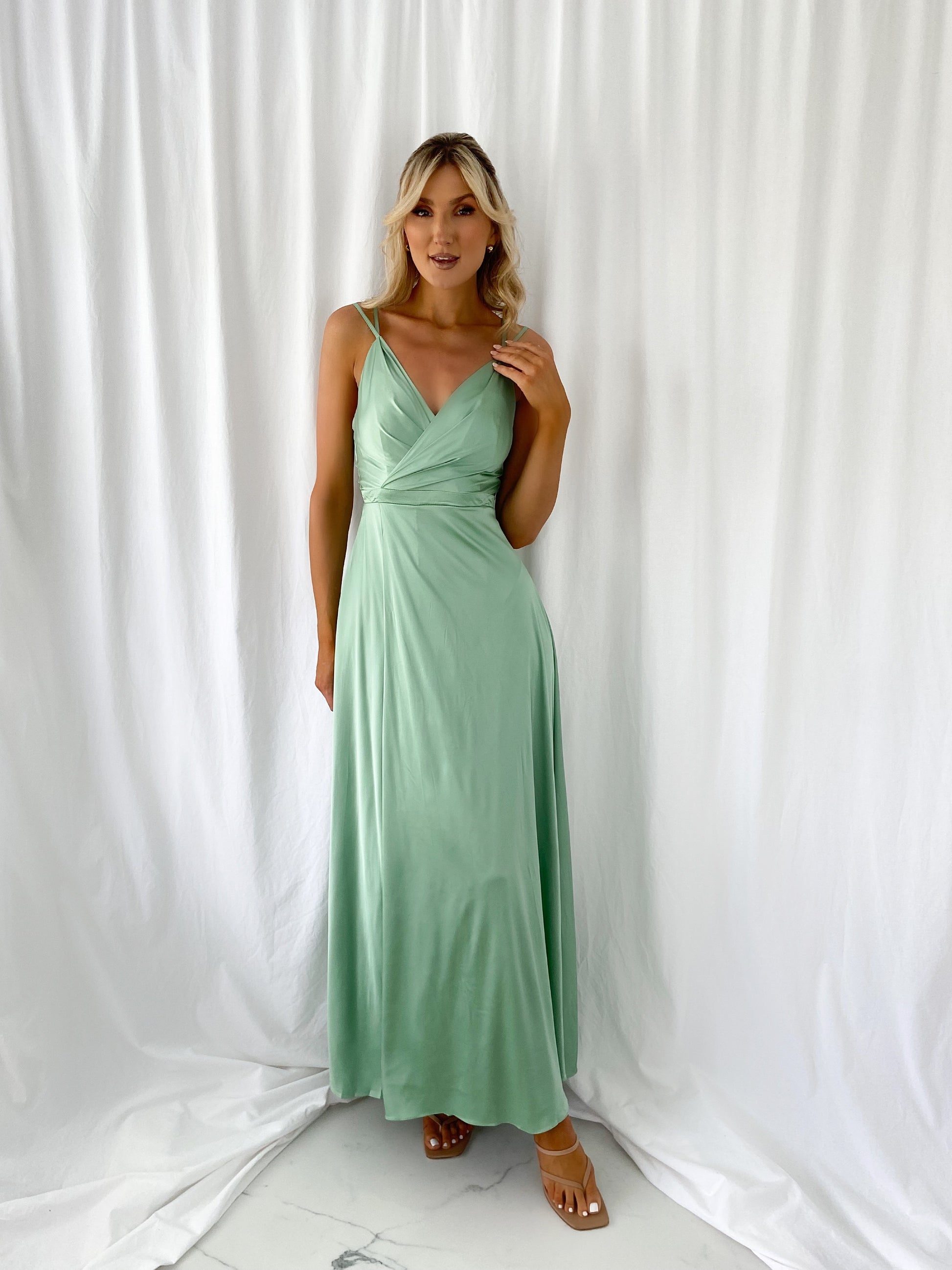 Virginie Strappy Maxi Dress Light Green - Main Image