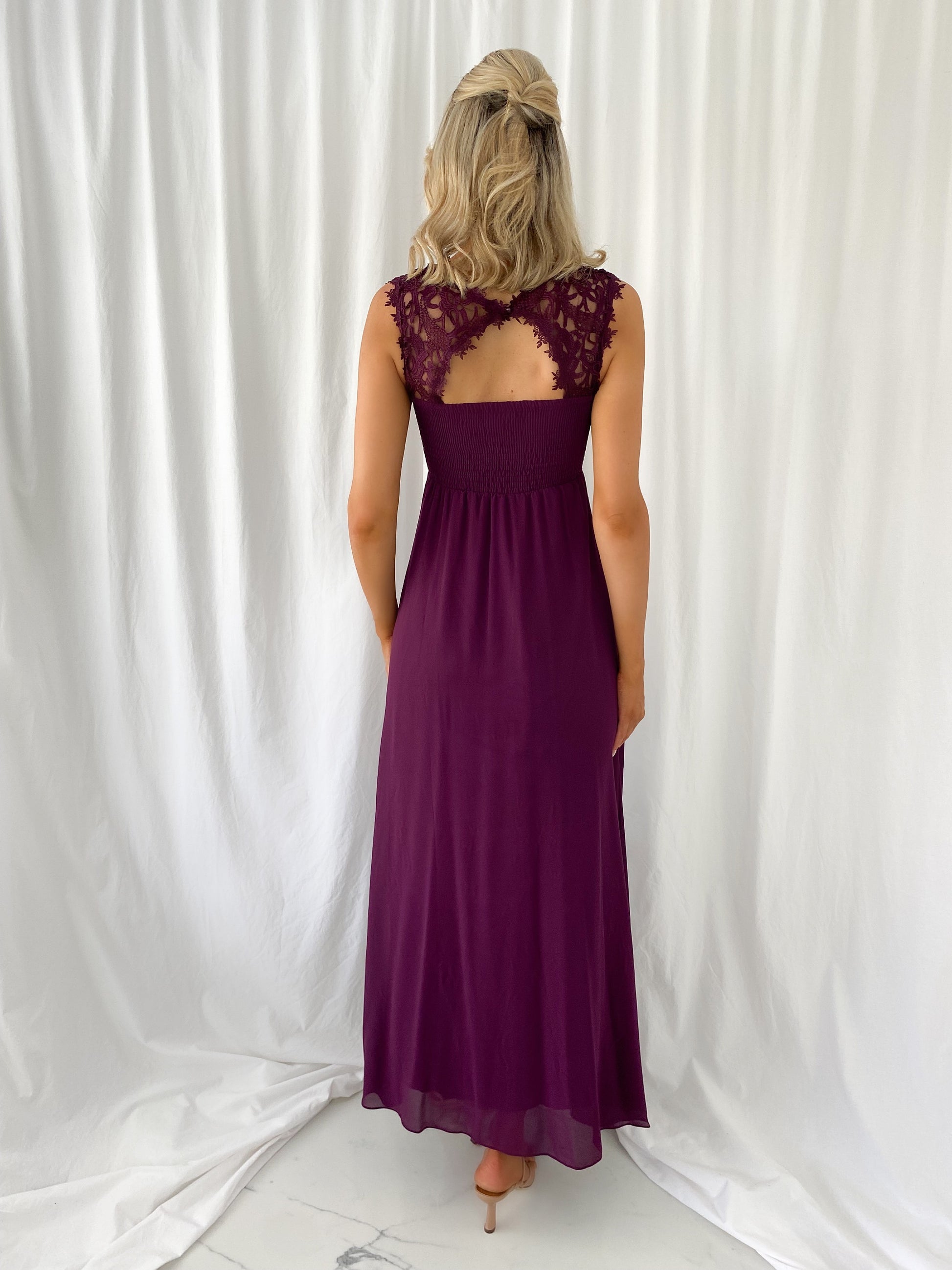 Savina Maxi Dress with Embroidered Top - Aubergine Savina Maxi Dress with Embroidered Top - Aubergine