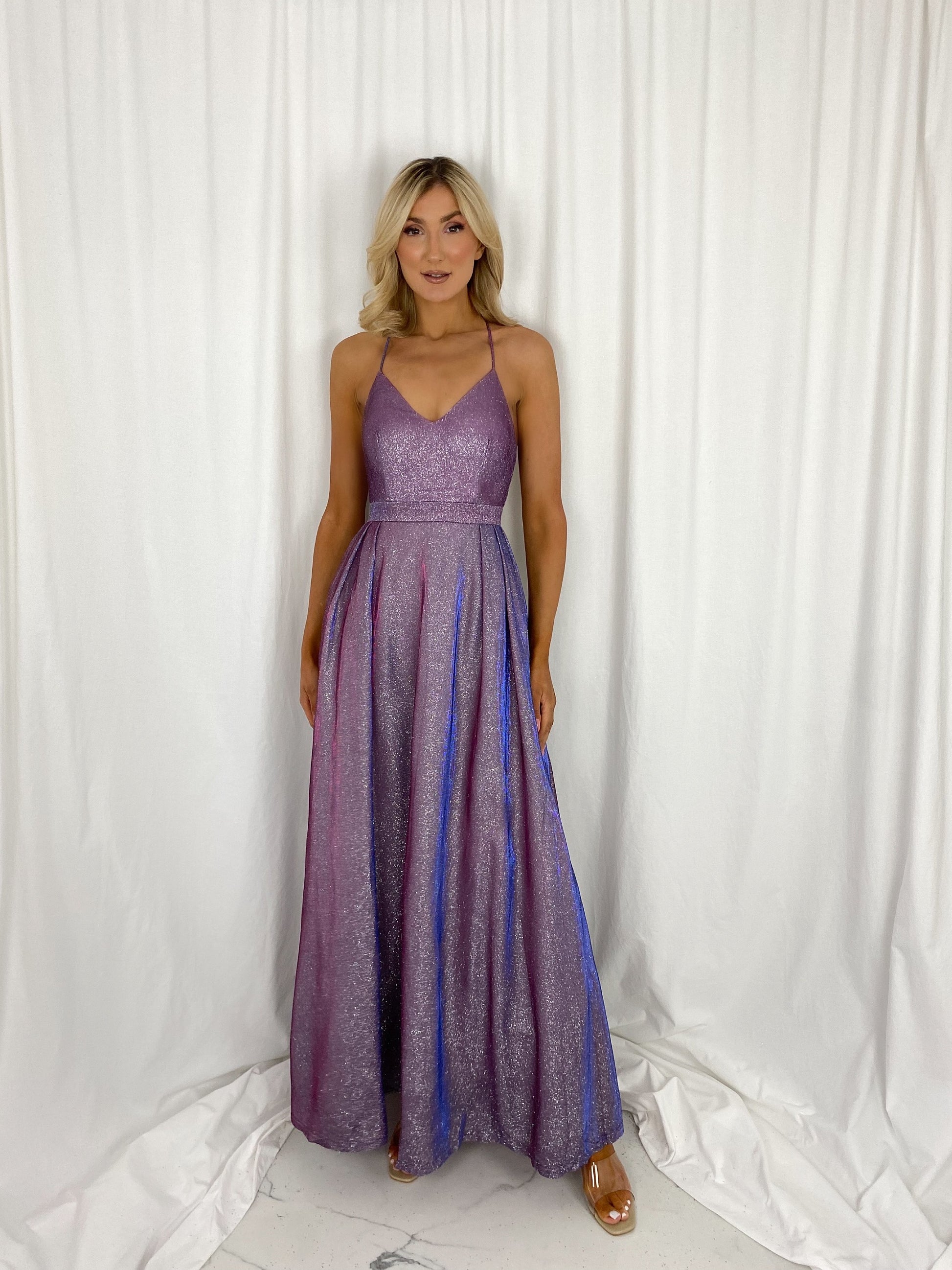 Leoni Maxi Glitter Dress - Purple Leoni Maxi Glitter Dress - Purple