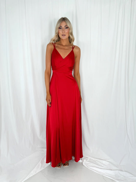 Virginie Strappy Maxi Dress - Red