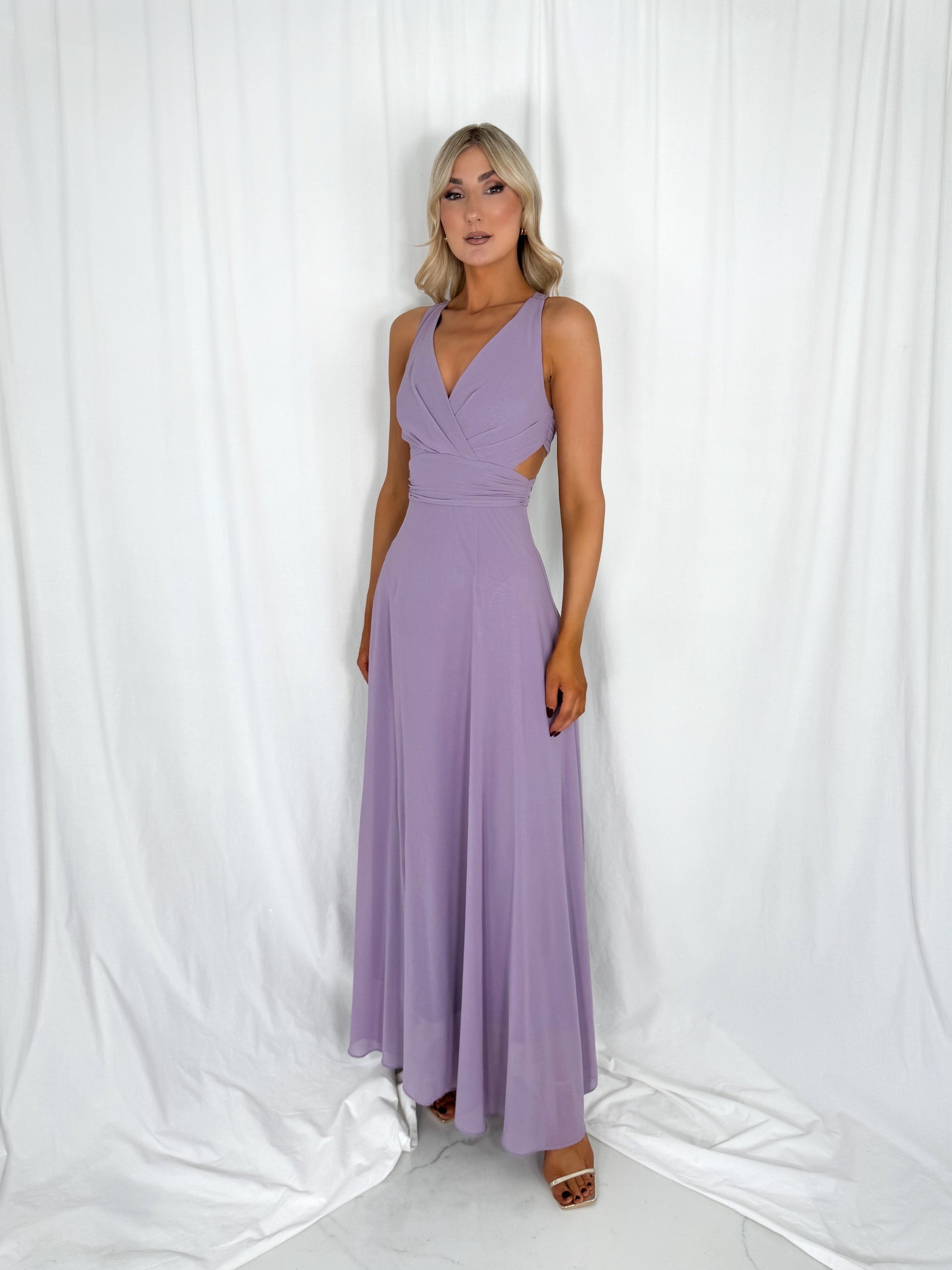 cut out purple dress Zapaka Women Purple Tulle A-Line Tiered Long Prom Dress with Slit Spaghetti Straps Cut Out Formal Dress, Purple / US20W