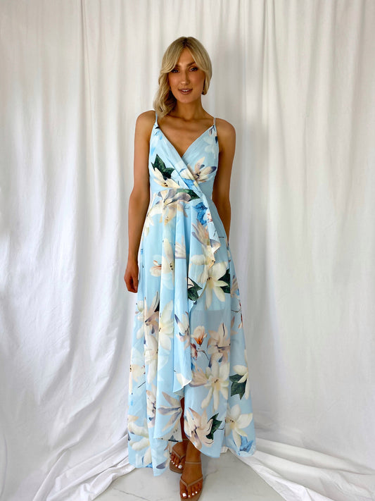 Daisy Floral Maxi Dress - Light Blue