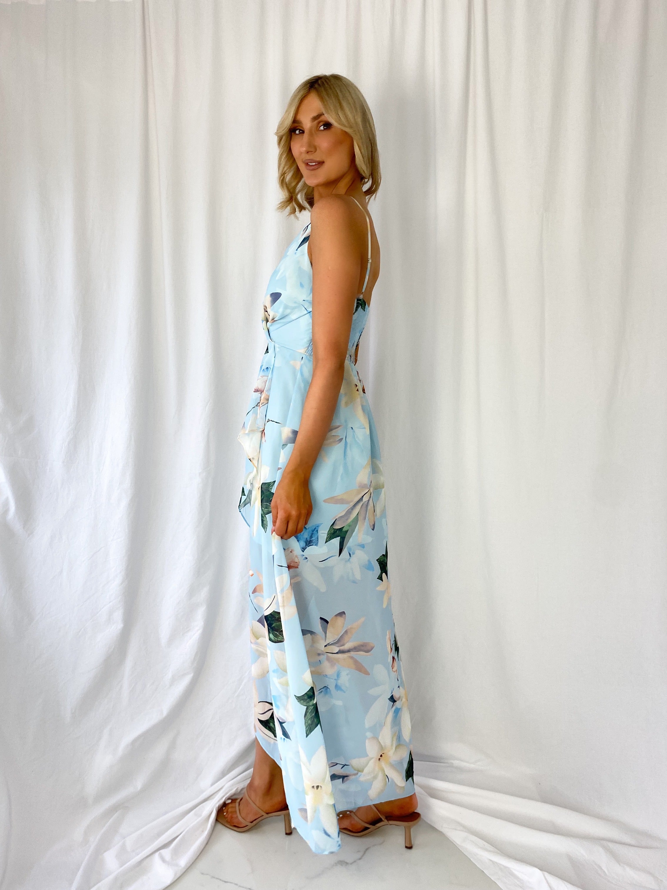 Daisy Floral Maxi Dress Light Blue